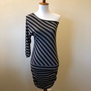 One Shoulder Striped Dress